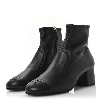 Chanel Stretch Lambskin Cap Toe CC Short Boots 38 Black 4 of 8