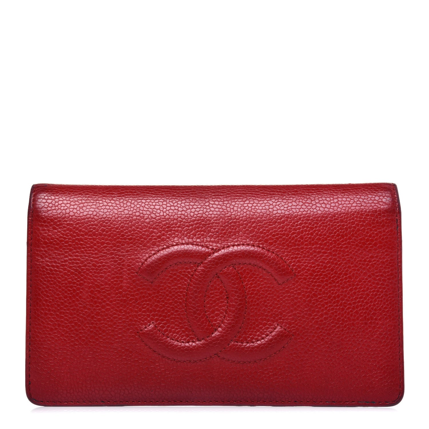 Chanel Caviar Timeless CC Yen Wallet Red 1 of 27