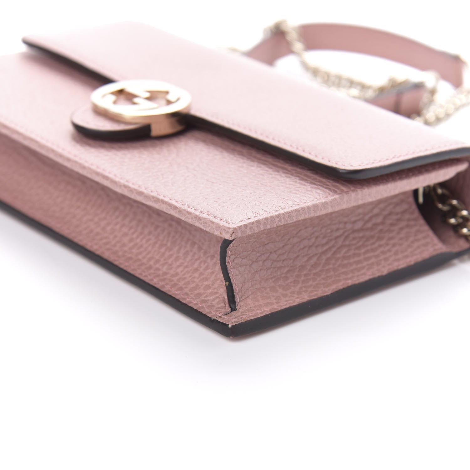 Gucci Dollar Calfskin Interlocking G Chain Wallet Soft Pink 9 of 11