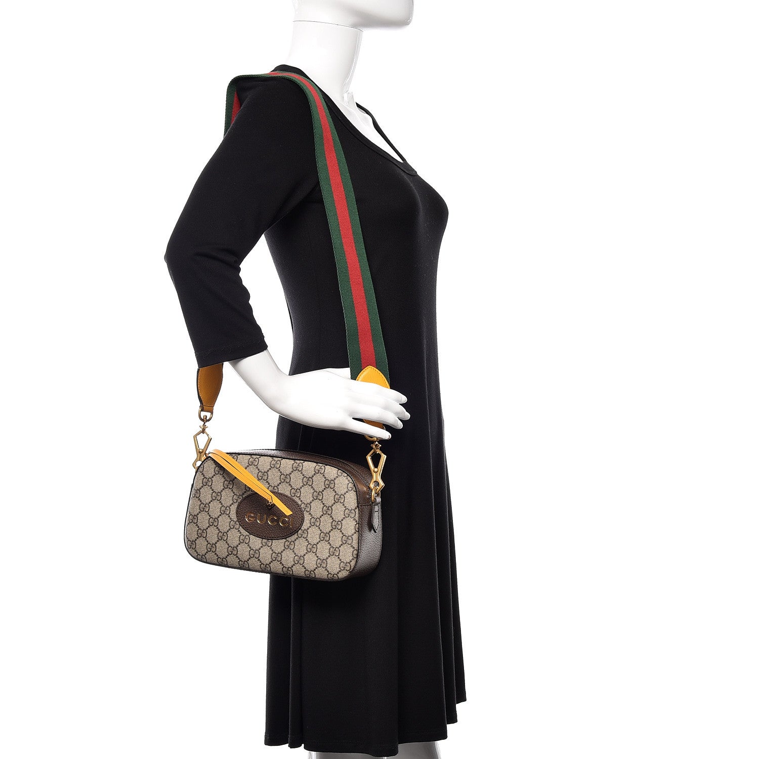 Gucci GG Supreme Monogram Web Neo Vintage Shoulder Bag Beige New Acero Crop 2 of 10