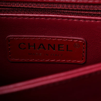 Chanel Caviar Lizard Embossed Quilted Mini Coco Handle Flap Burgundy 6 of 10