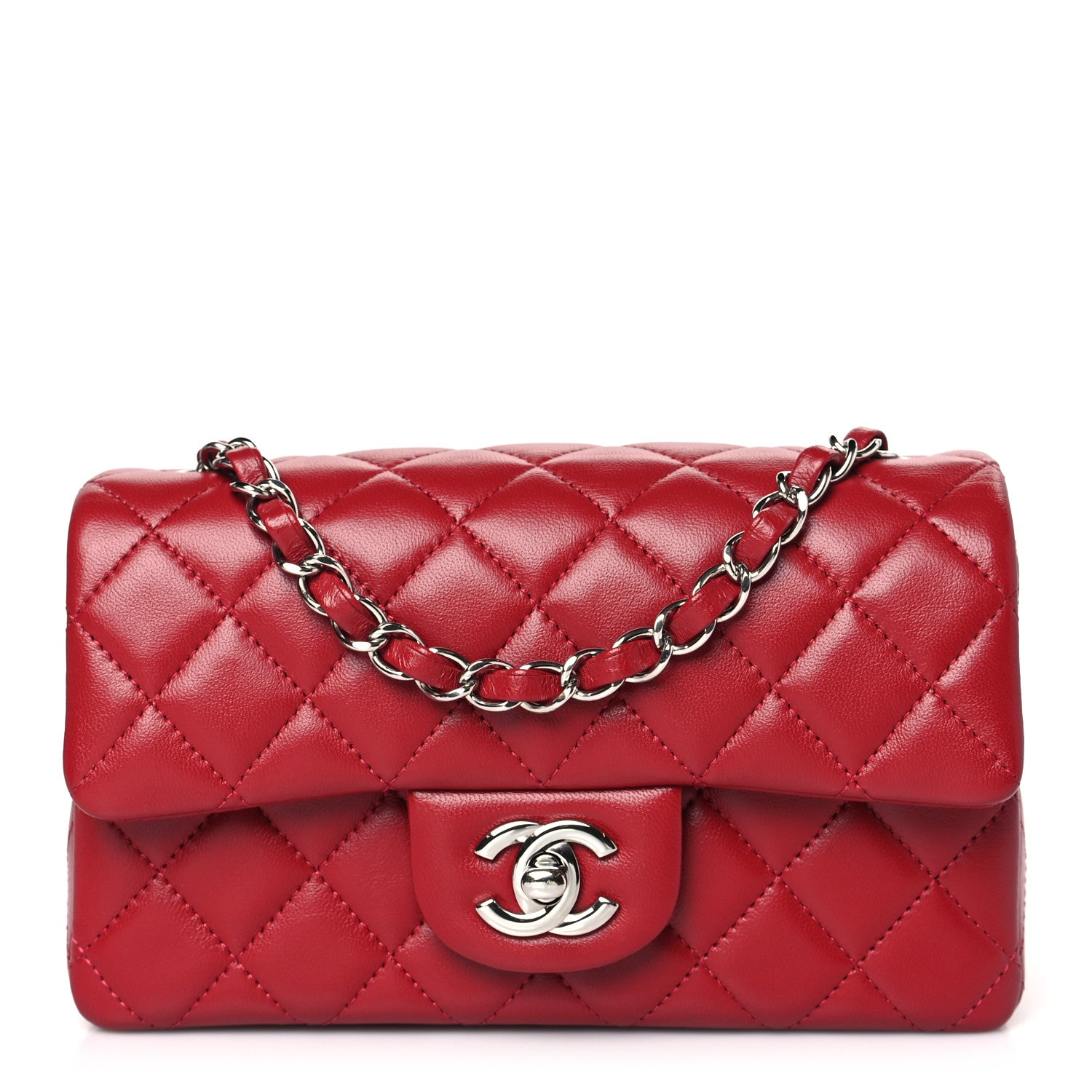 Chanel Lambskin Quilted Mini Rectangular Flap Red 1 of 10