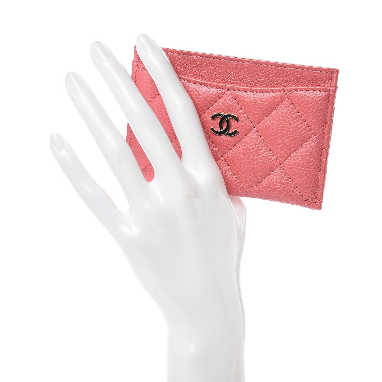 Caviar Quilted Card Holder Pink