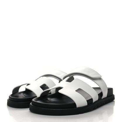 Hermes Calfskin Womens Chypre Sandals 37.5 White 3 of 8