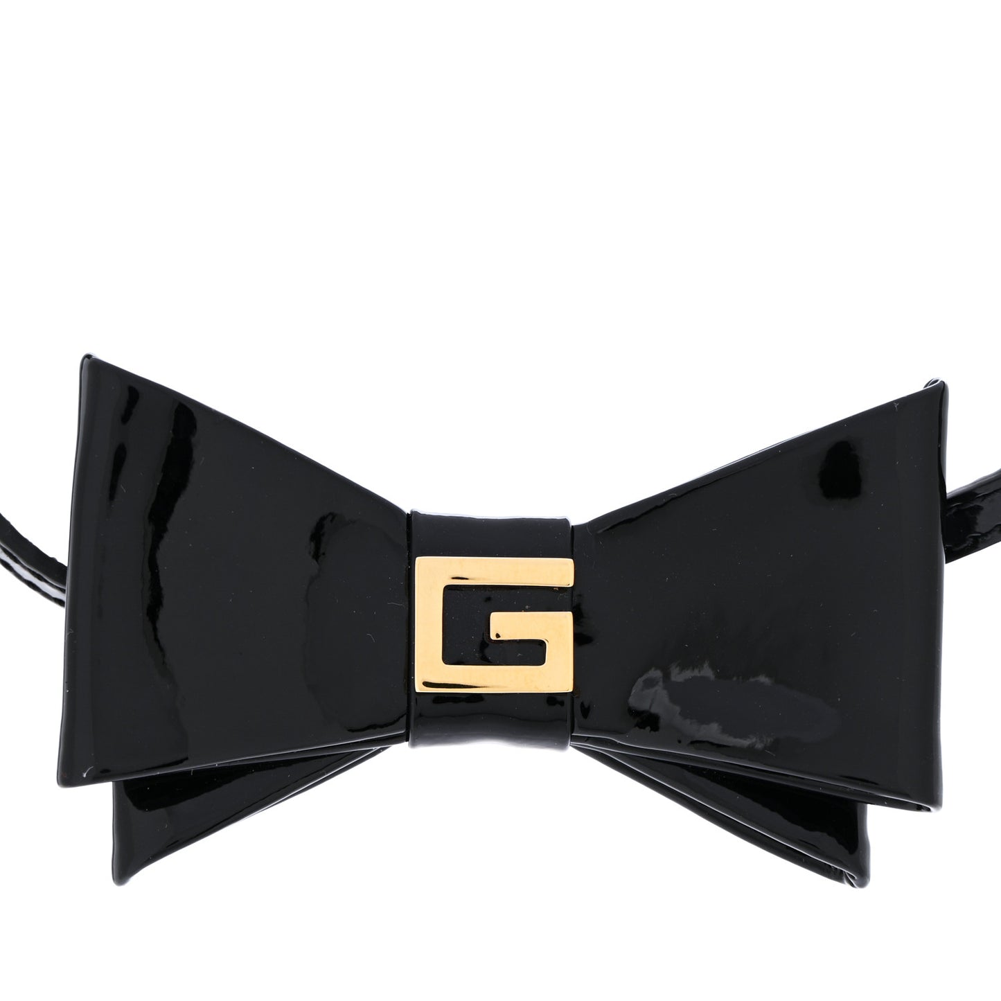 Patent G Bow Choker Necklace Black Gold