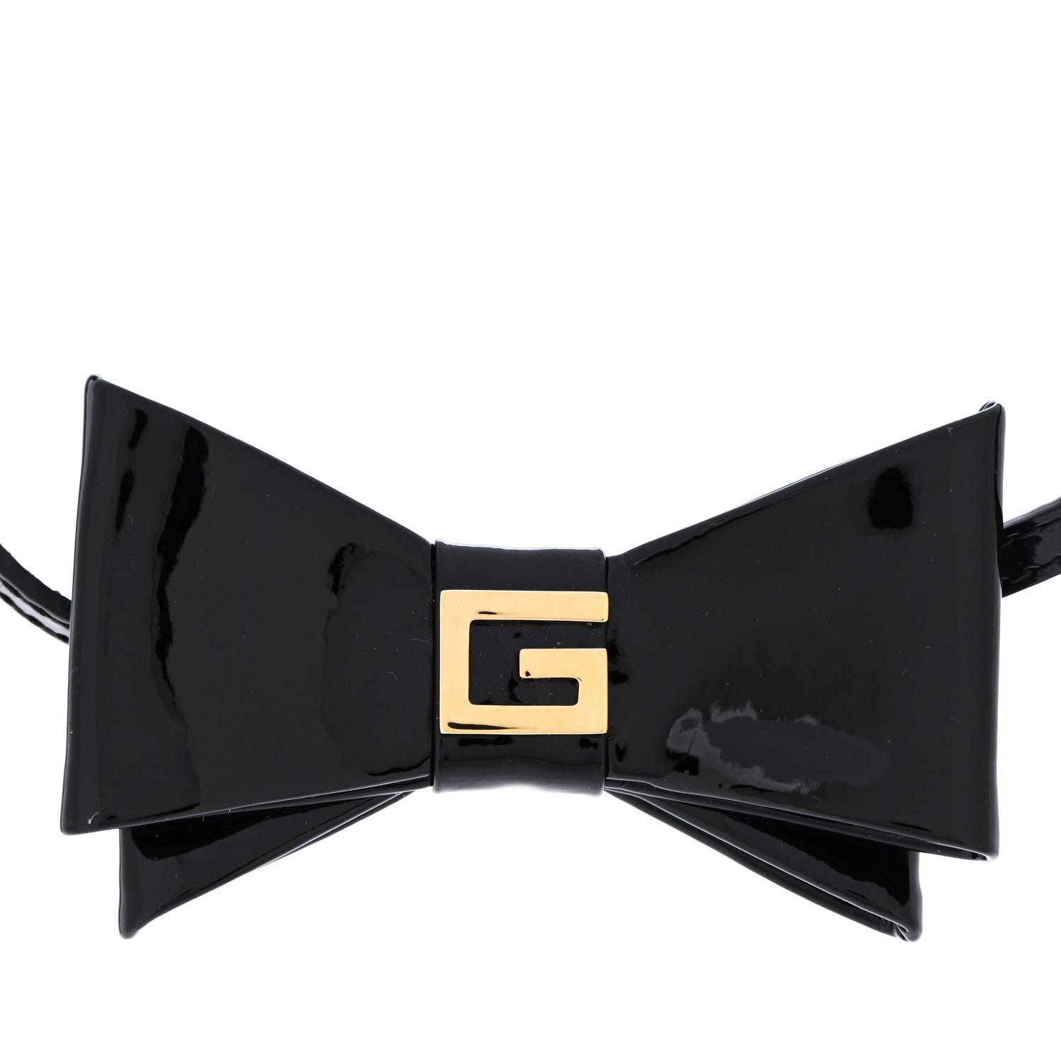 Gucci Patent G Bow Choker Necklace Black Gold 4 of 5
