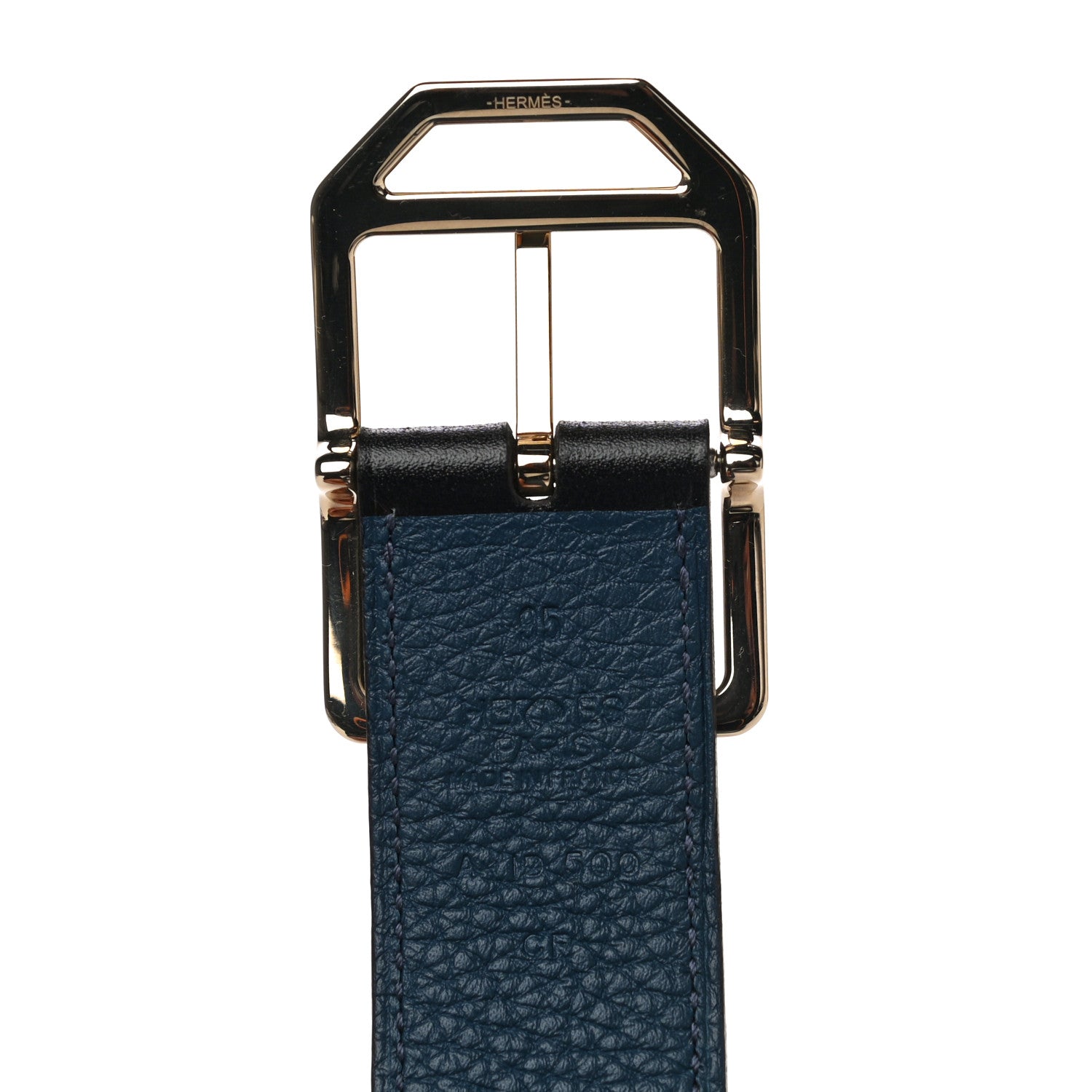 Hermes 135 Togo 32mm Paddock Belt 95 Black Blue de Prusse 4 of 8
