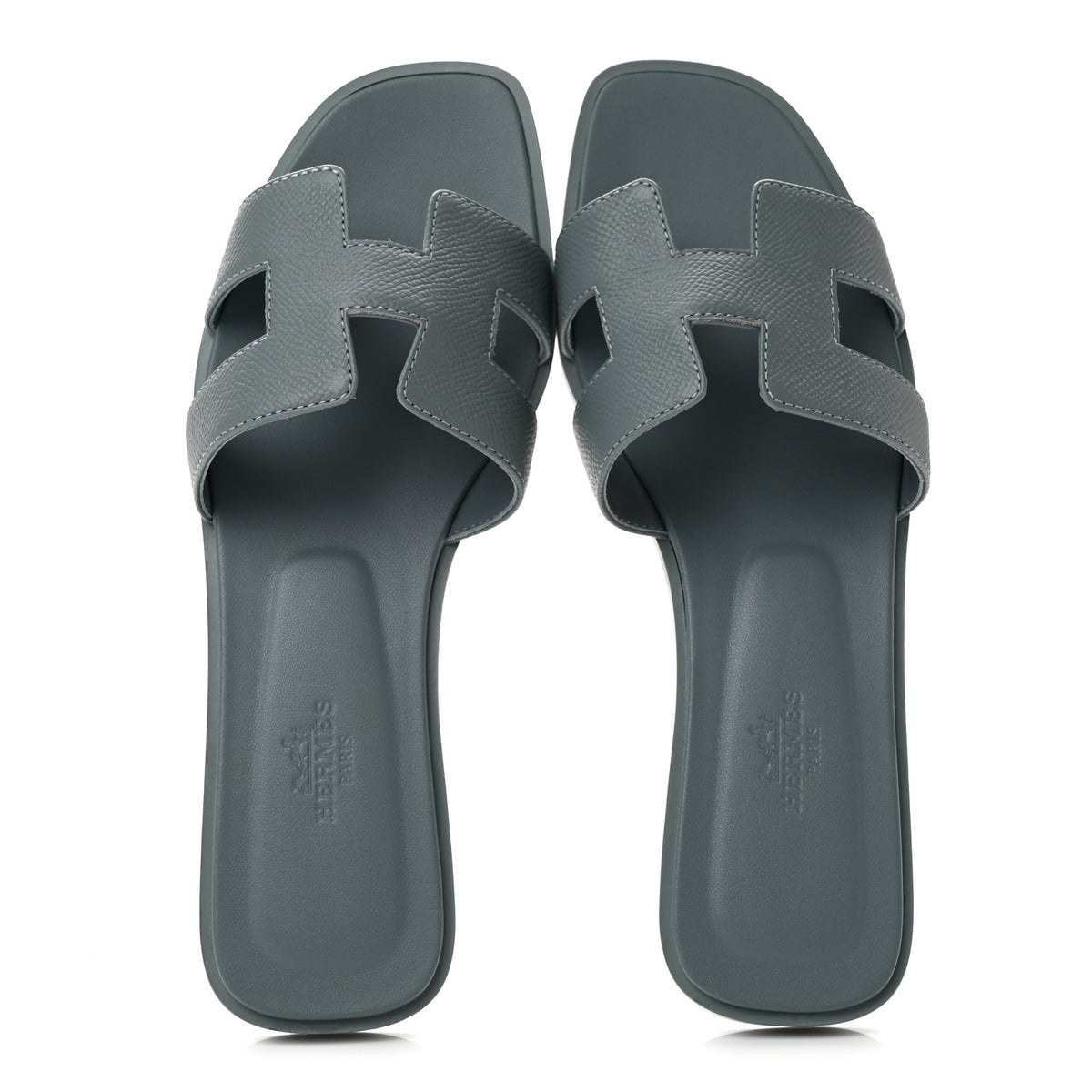 Hermes Epsom Oran Sandals 37.5 Gris Antarctique 2 of 10