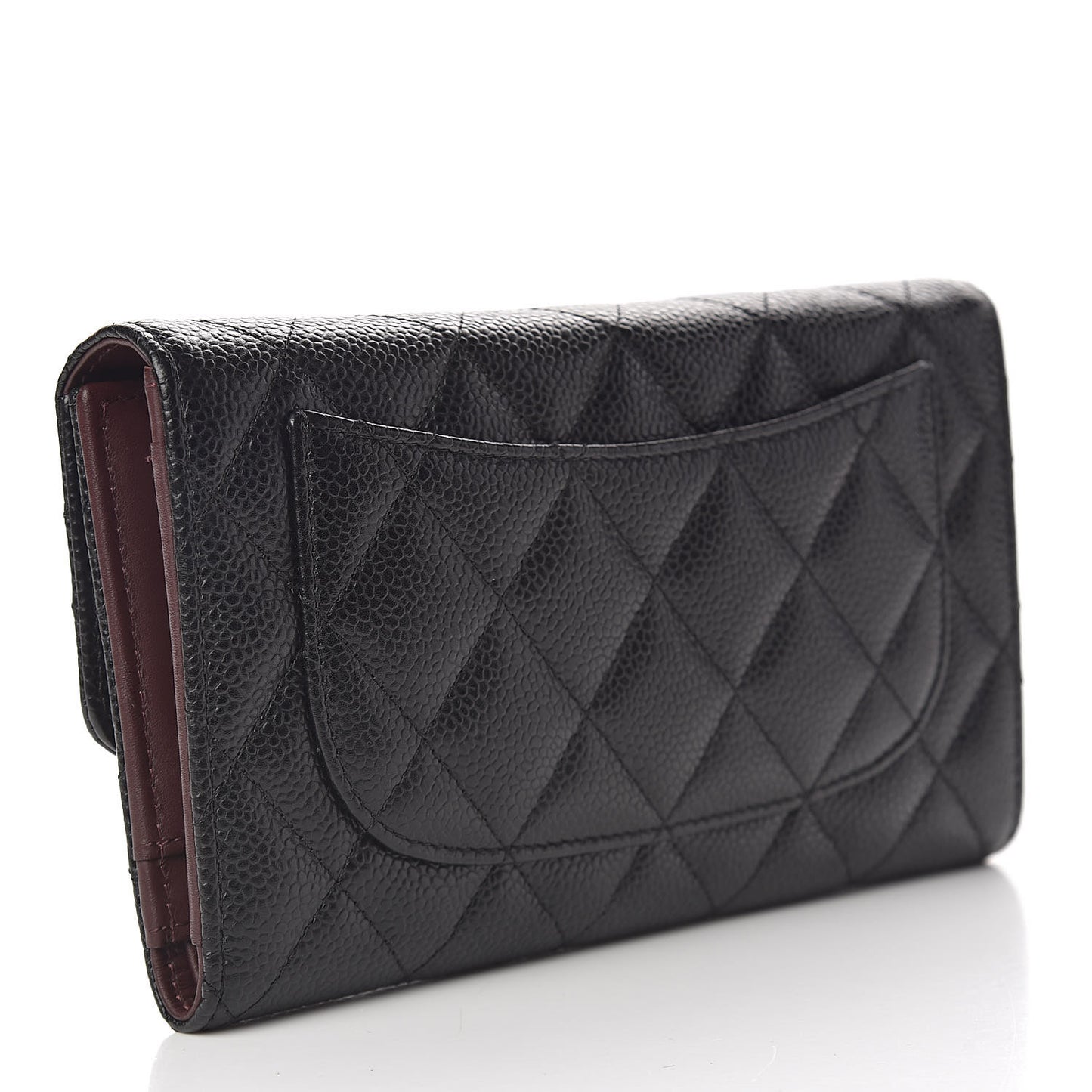 Caviar Quilted Large Flap Wallet Black
