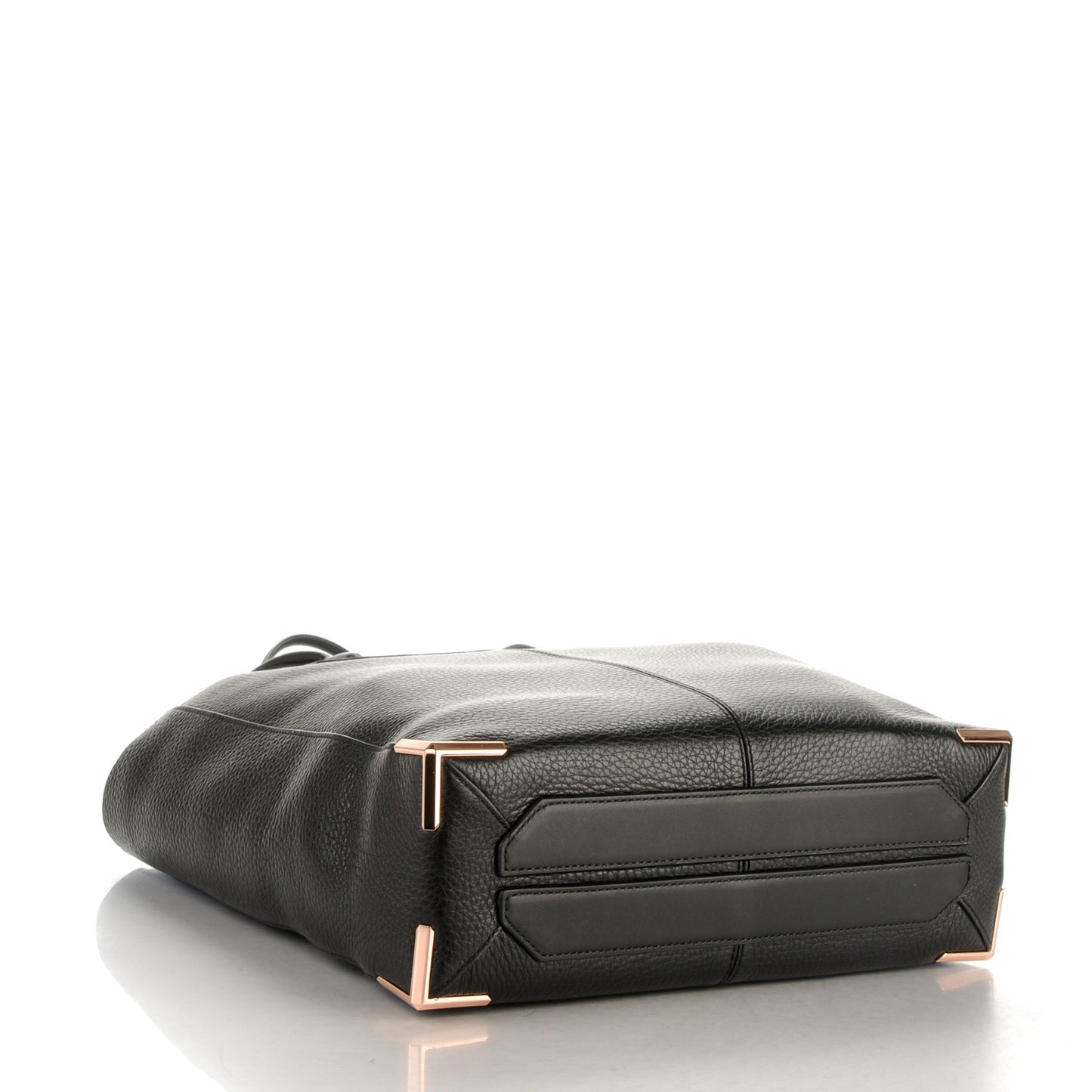 Pebbled Calfskin Prisma Skeletal Tote Black Rose Gold Hardware