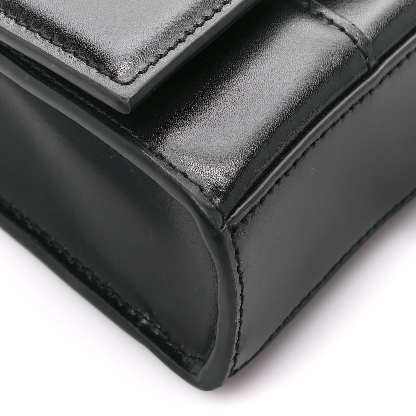 Shiny Box Calfskin Hourglass Chain Bag Black