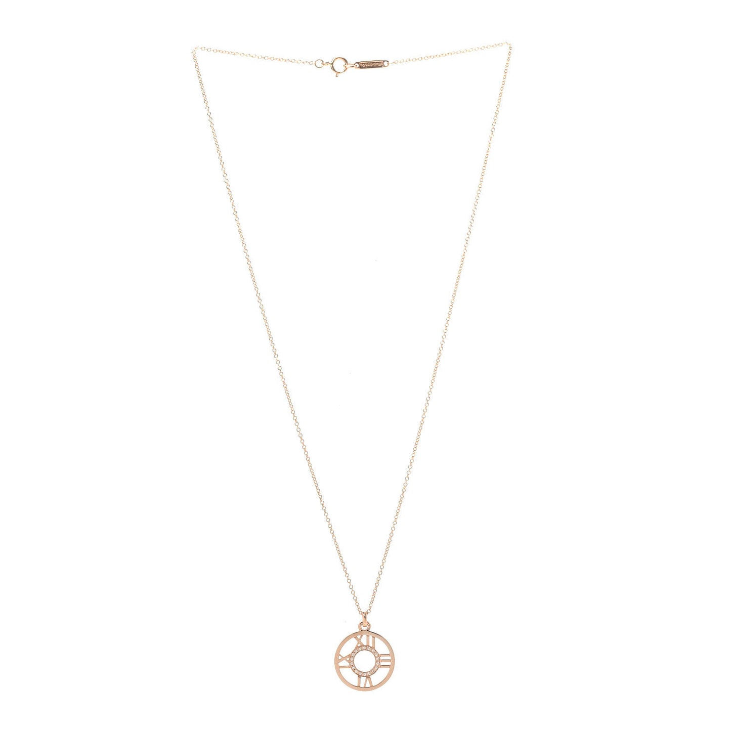 18K Rose Gold Diamond Small Atlas Open Pendant Necklace