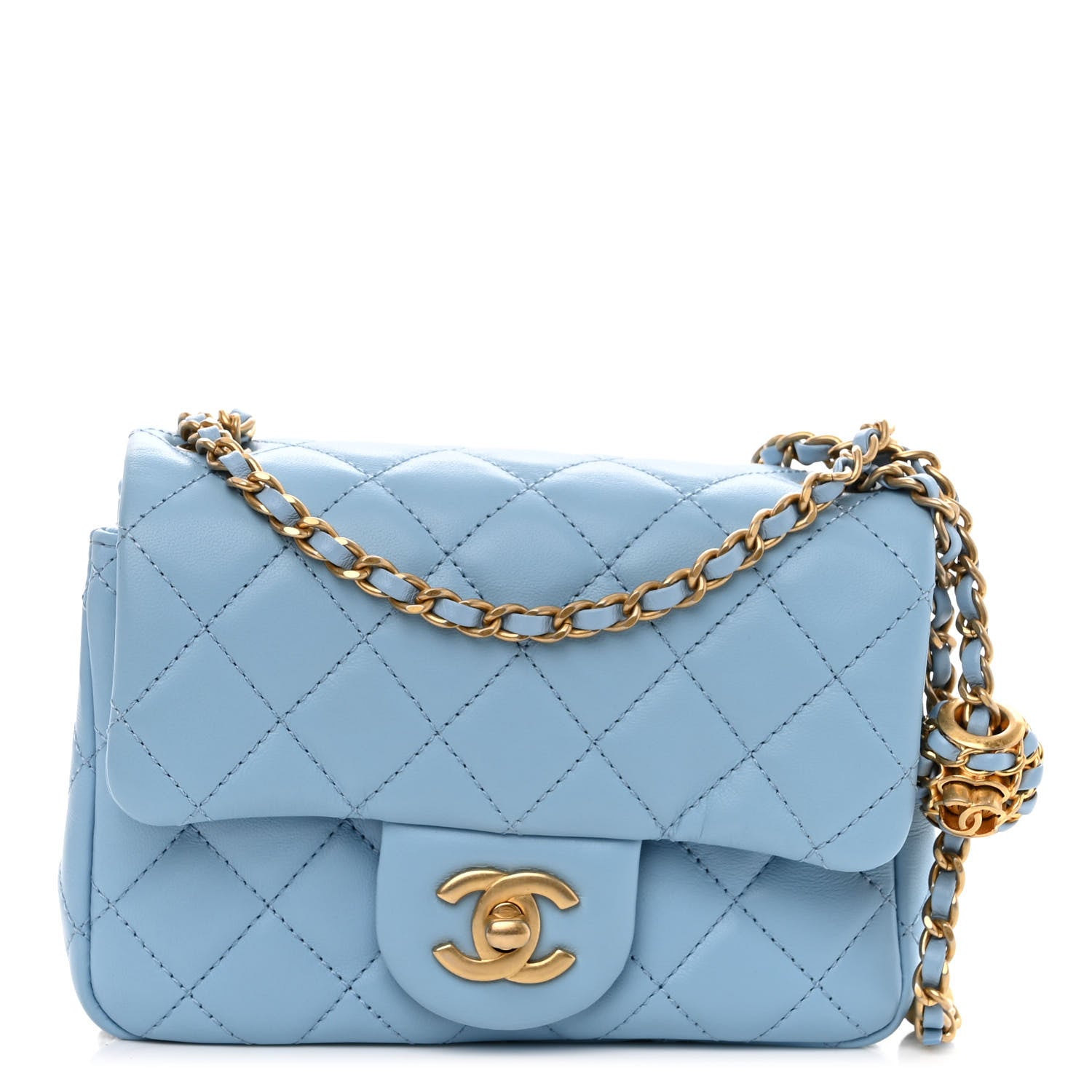 Chanel Lambskin Quilted Mini Pearl Crush Flap Light Blue 1 of 11