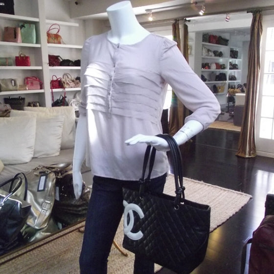 Chanel Calfskin Quilted Large Cambon Tote Black White 2 of 12