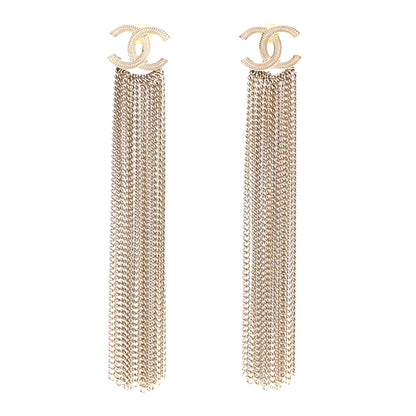 Chanel Metal CC Multi Strand Chain Drop Earrings Gold 1 of 4
