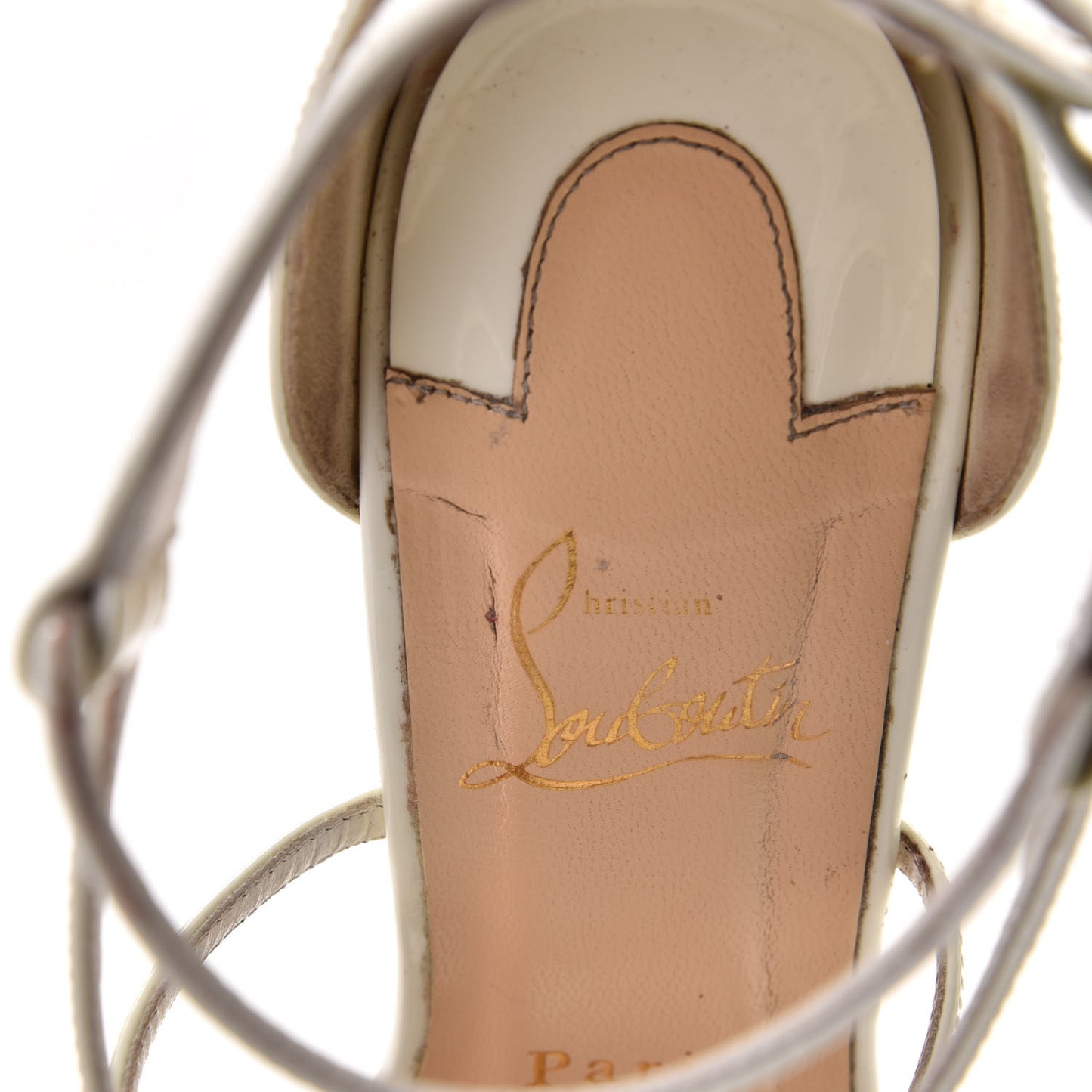 Patent Calfskin Choca 100 Strappy Sandals 38 Latte
