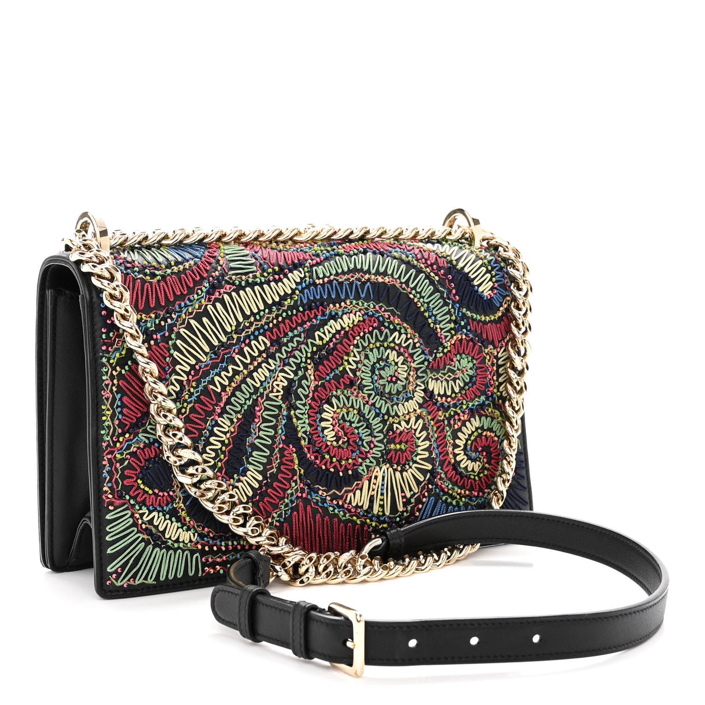 Lambskin Embroidered Medium Diorama Flap Bag Black