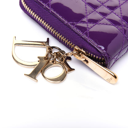 Christian Dior Patent Cannage Voyageur Zip Around Wallet Purple 12 of 12