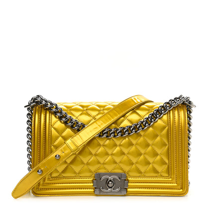 Chanel Metallic Patent Calfskin Quilted Medium Boy Flap Gold 1 of 11