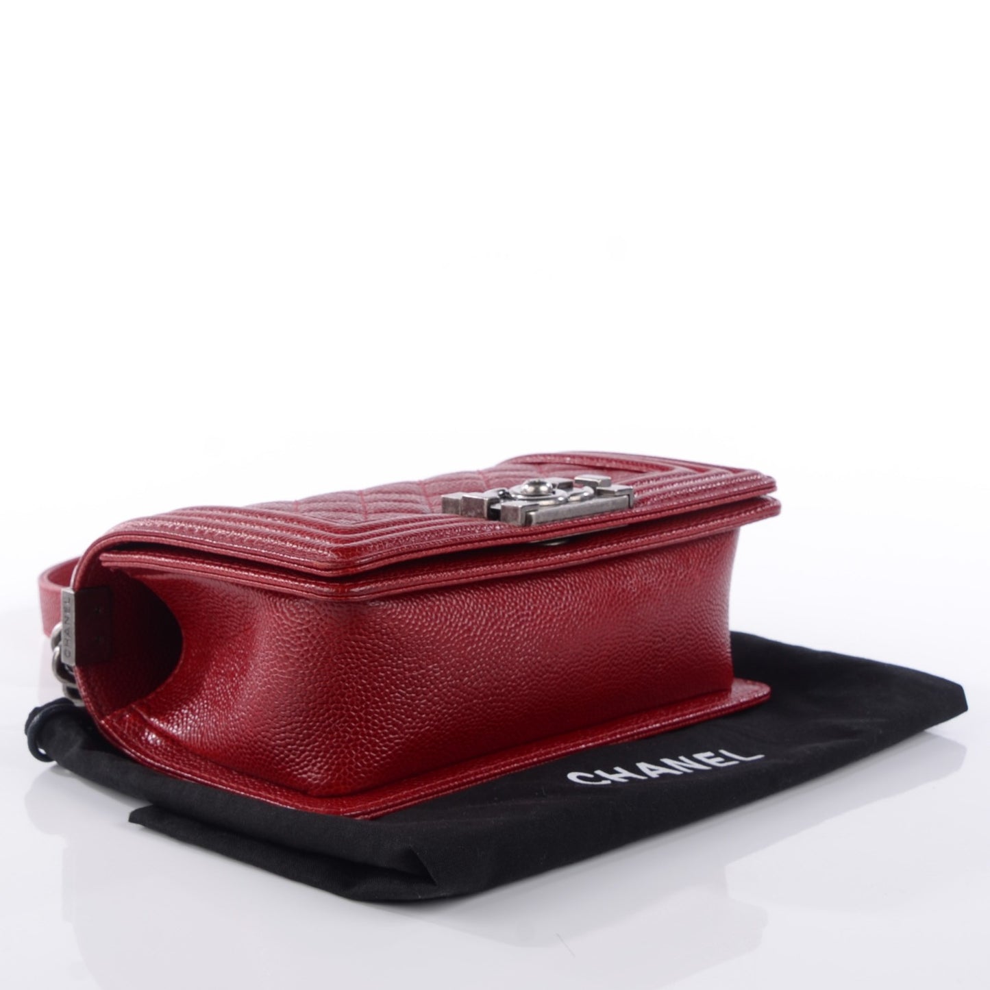 Caviar Quilted Small Boy Flap Bag Dark Red