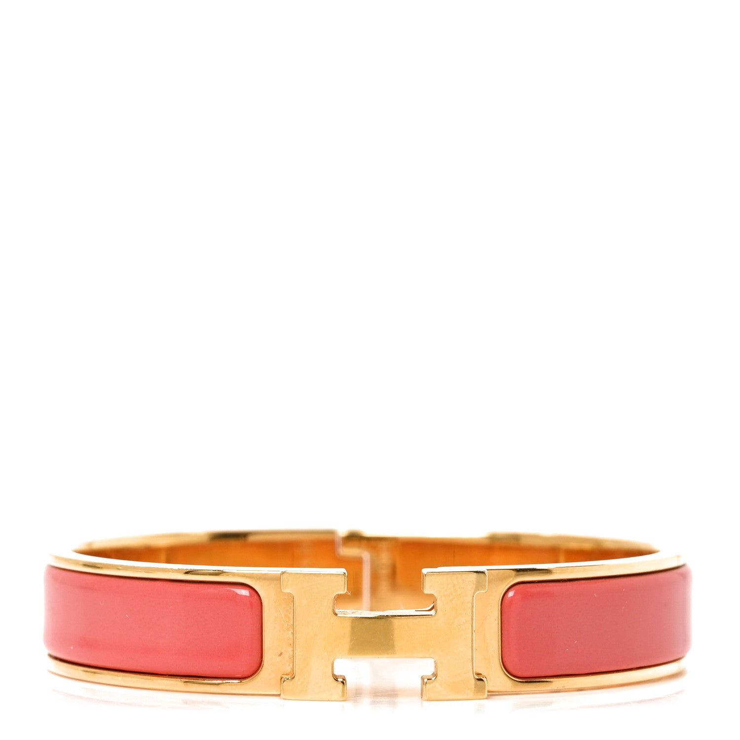 Hermes Enamel Narrow Clic Clac H Bracelet Papaye 1 of 4