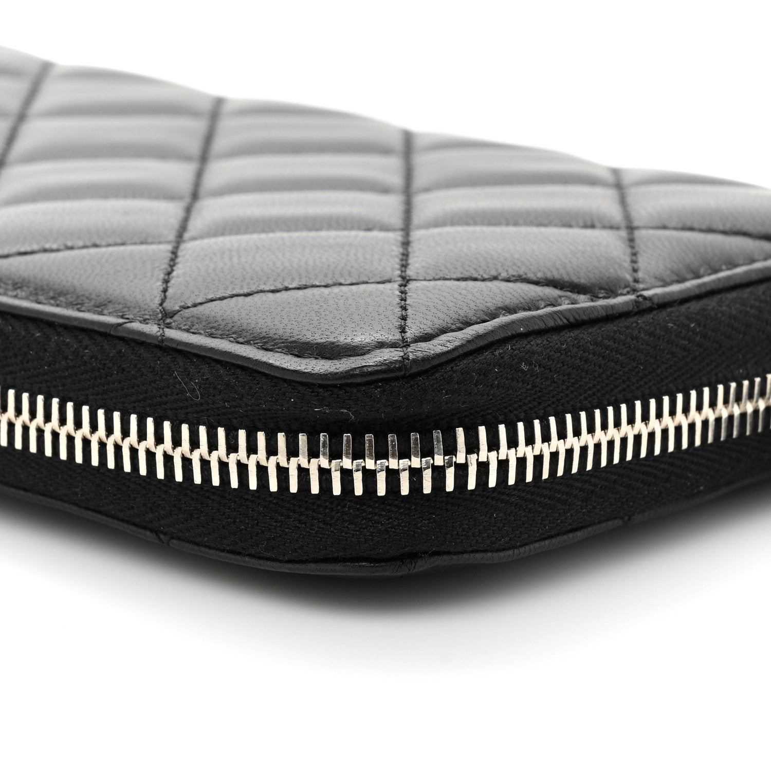 Chanel Lambskin Quilted Large Gusset Zip Around Wallet Black 14 of 15