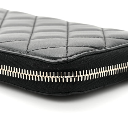 Chanel Lambskin Quilted Large Gusset Zip Around Wallet Black 14 of 15