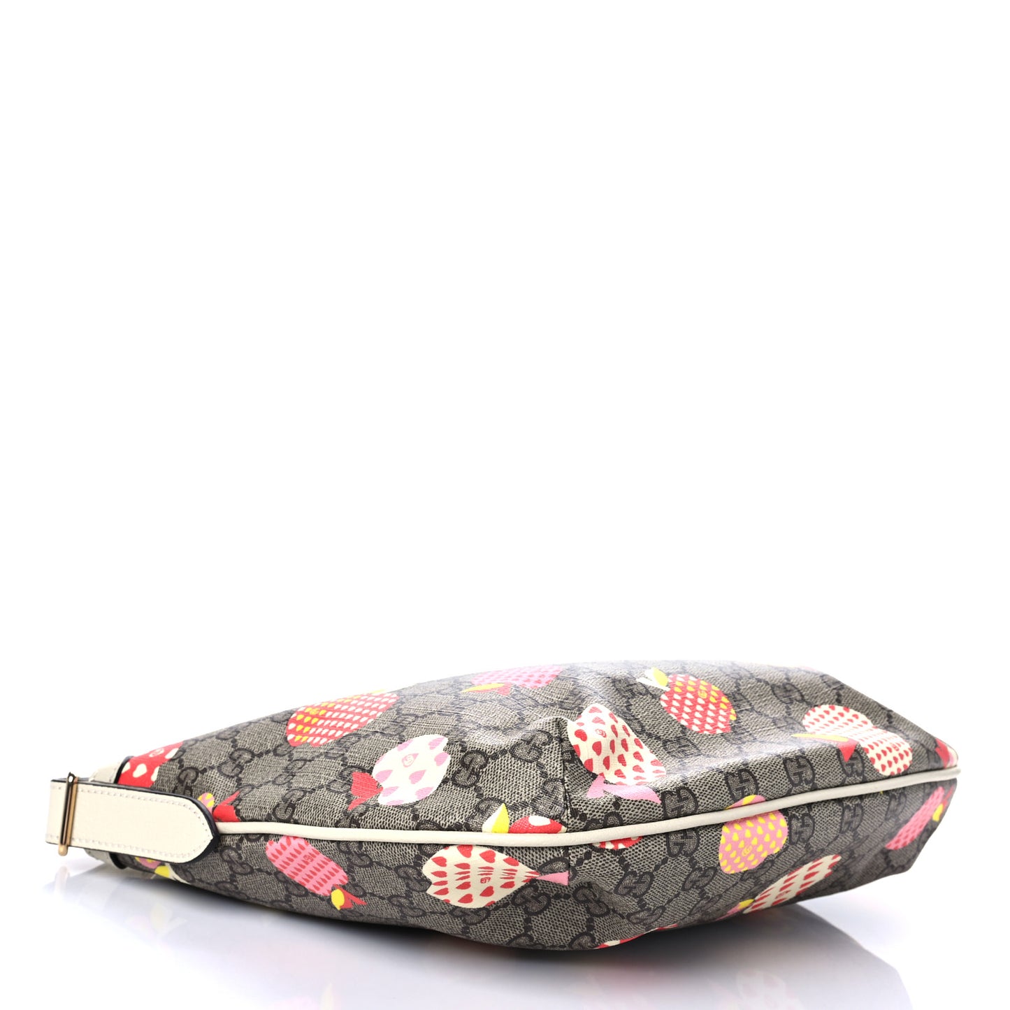 GG Supreme Monogram Les Pommes Small Ophidia Half Moon Hobo Beige Multicolor Mystic White
