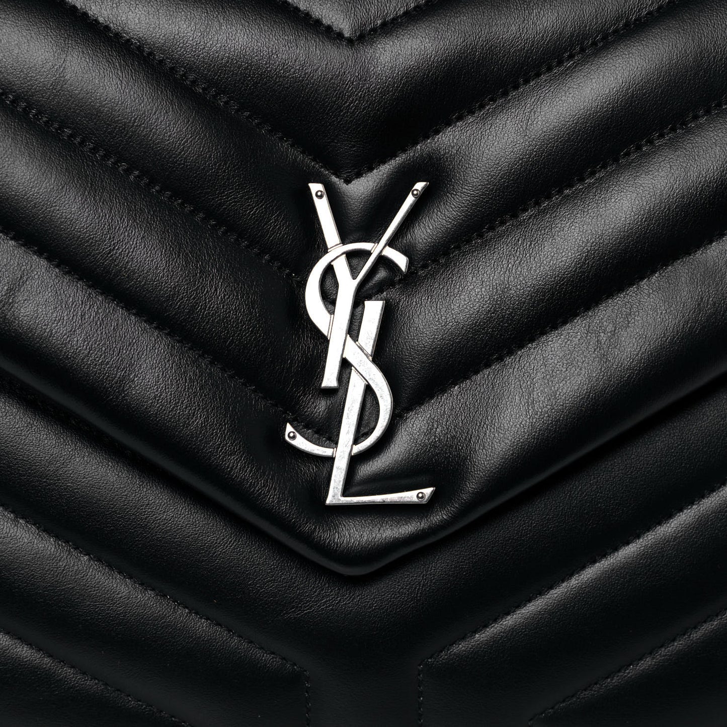 Calfskin Y Quilted Monogram Medium Loulou Chain Satchel Black