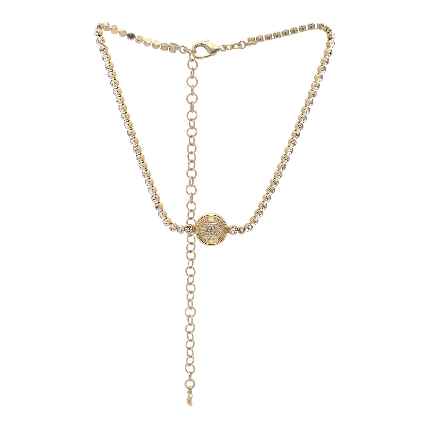 Crystal CC Chain Short Necklace Gold