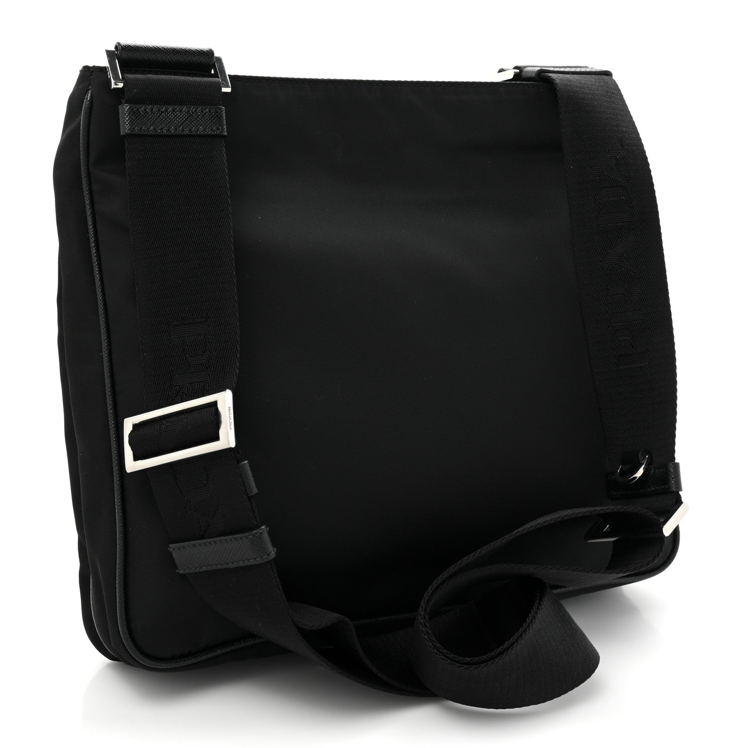 Prada Re-Nylon Saffiano Pocket Flat Messenger Bag Black 3 of 13