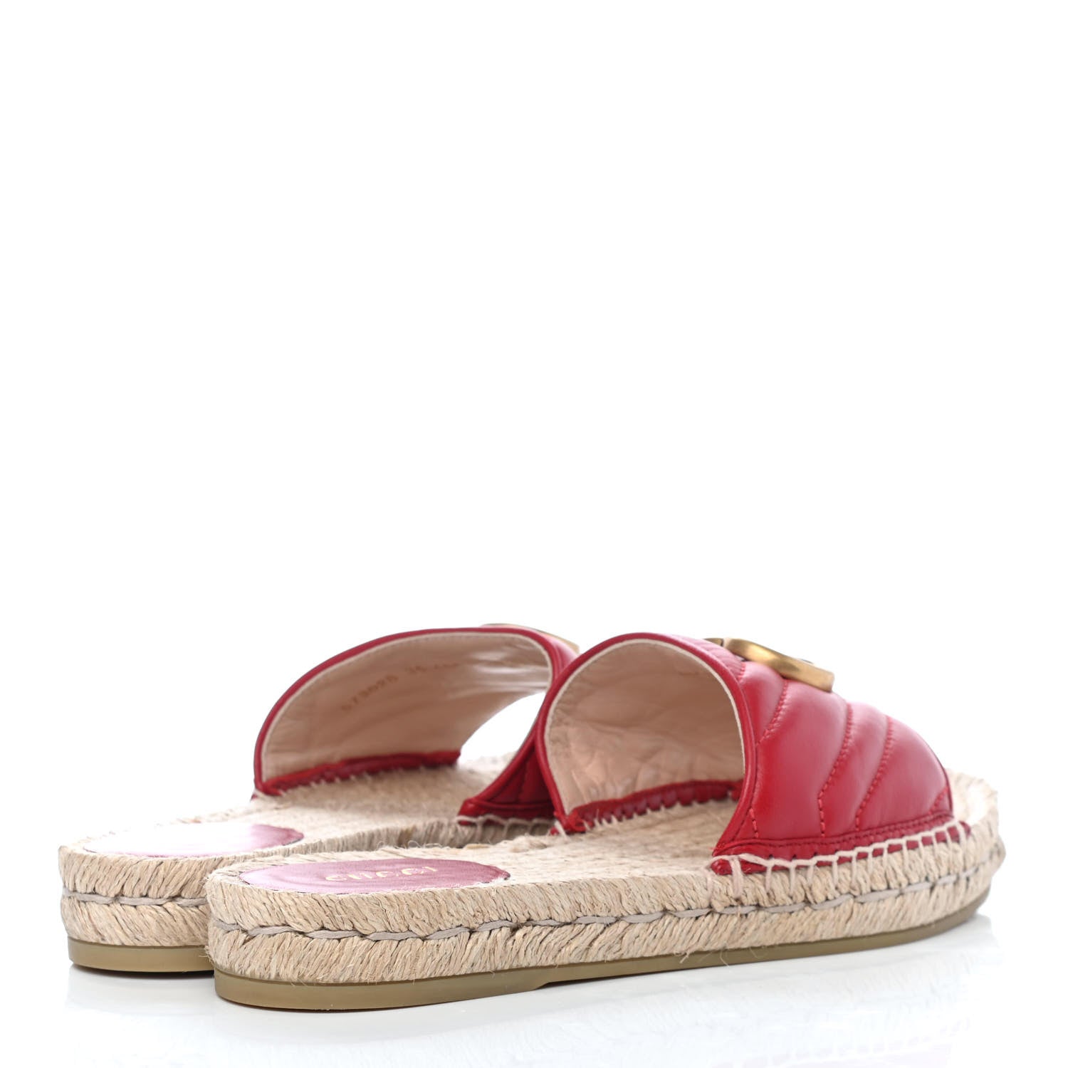 Gucci Nappa Matelasse GG Marmont Espadrille Slide Sandals 36 Hibiscus Red 3 of 4