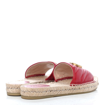 Gucci Nappa Matelasse GG Marmont Espadrille Slide Sandals 36 Hibiscus Red 3 of 4