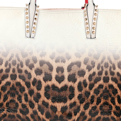 Christian Louboutin CHRISTIAN LOUBOUTIN Calfskin Degrade Leopard Print Spikes East West Cabata Tote White Multi 12 of 17