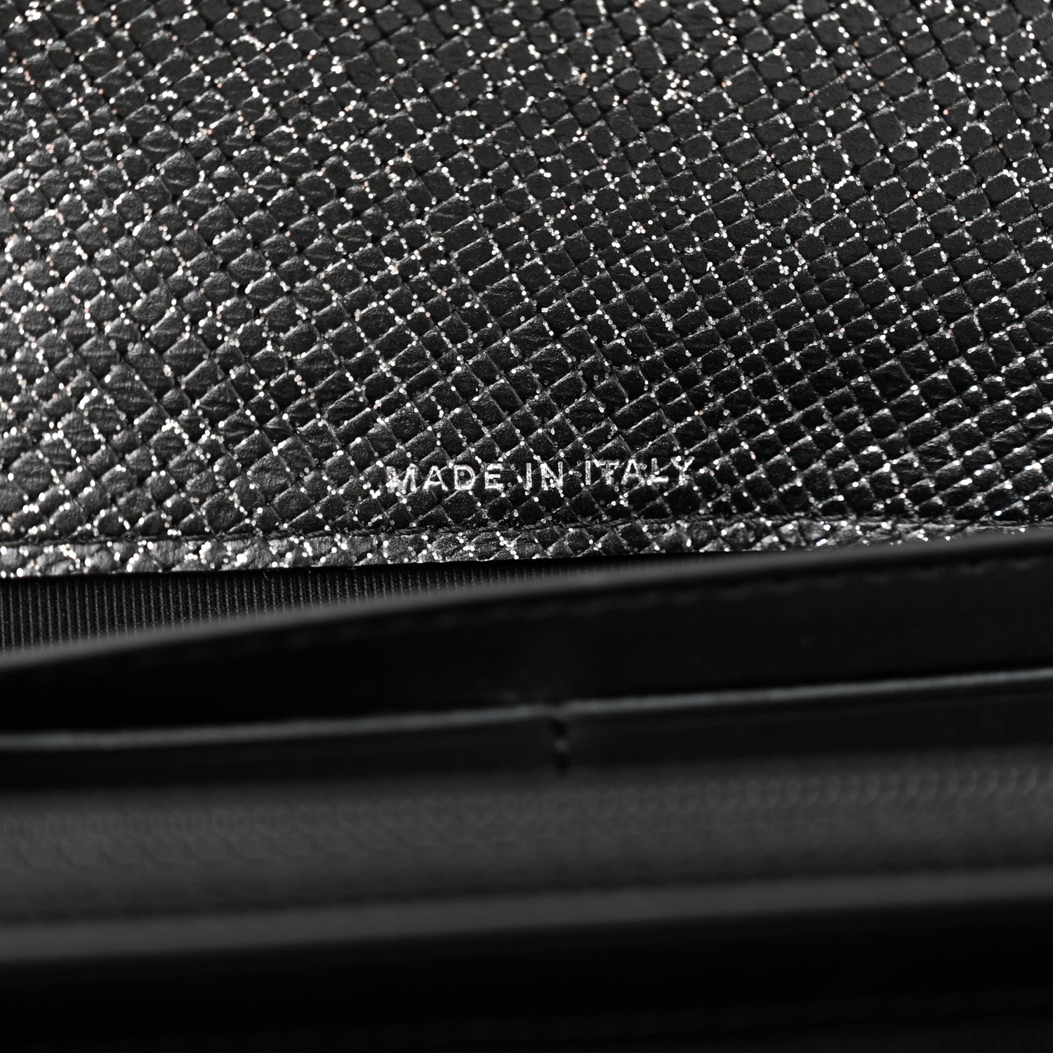 Chanel Glittered Calfskin Quilted Large Gusset Flap Wallet Dark Grey 6 of 8