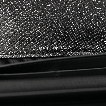 Chanel Glittered Calfskin Quilted Large Gusset Flap Wallet Dark Grey 6 of 8