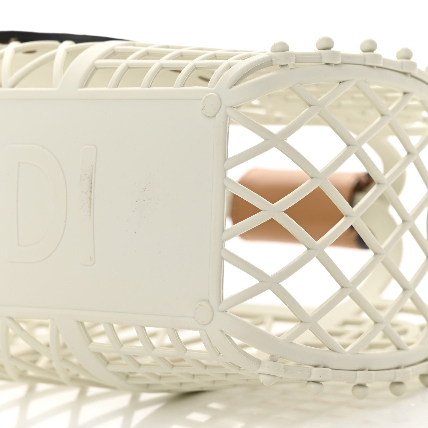 Fendi Recycled Plastic Vitello Liberty Matte Small Fendi Basket White Ice Miele Scuro 10 of 13