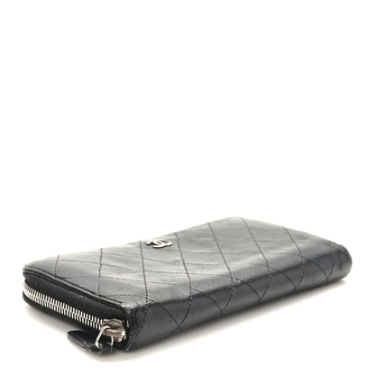 Chanel Lambskin Quilted Large Gusset Zip Around Wallet Black 4 of 9
