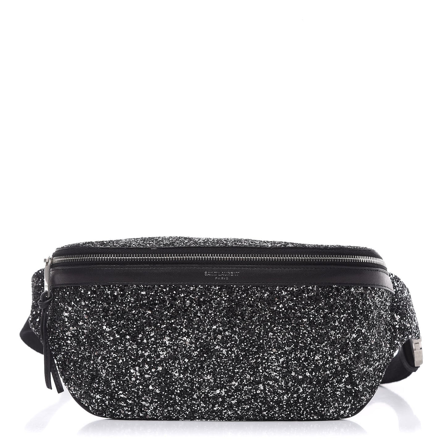 Lambskin Glitter Belt Bag Metallic Black