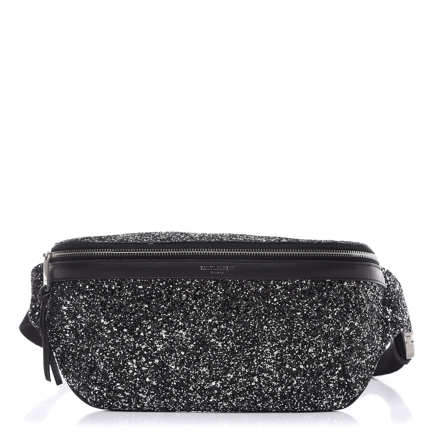 Saint Laurent Lambskin Glitter Belt Bag Metallic Black 1 of 11