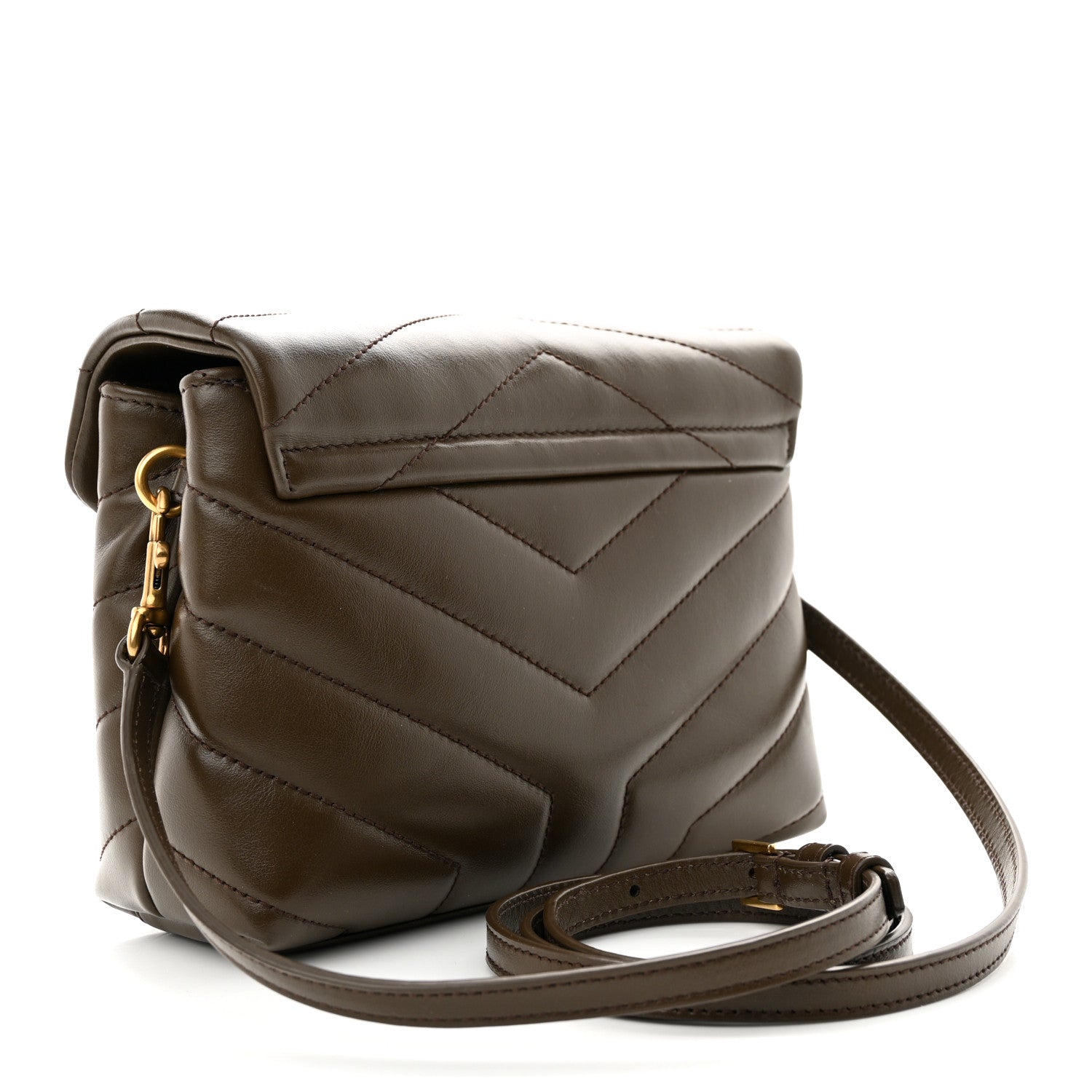 Saint Laurent Calfskin Y Quilted Monogram Toy Loulou Crossbody Bag Soil Brown 3 of 10
