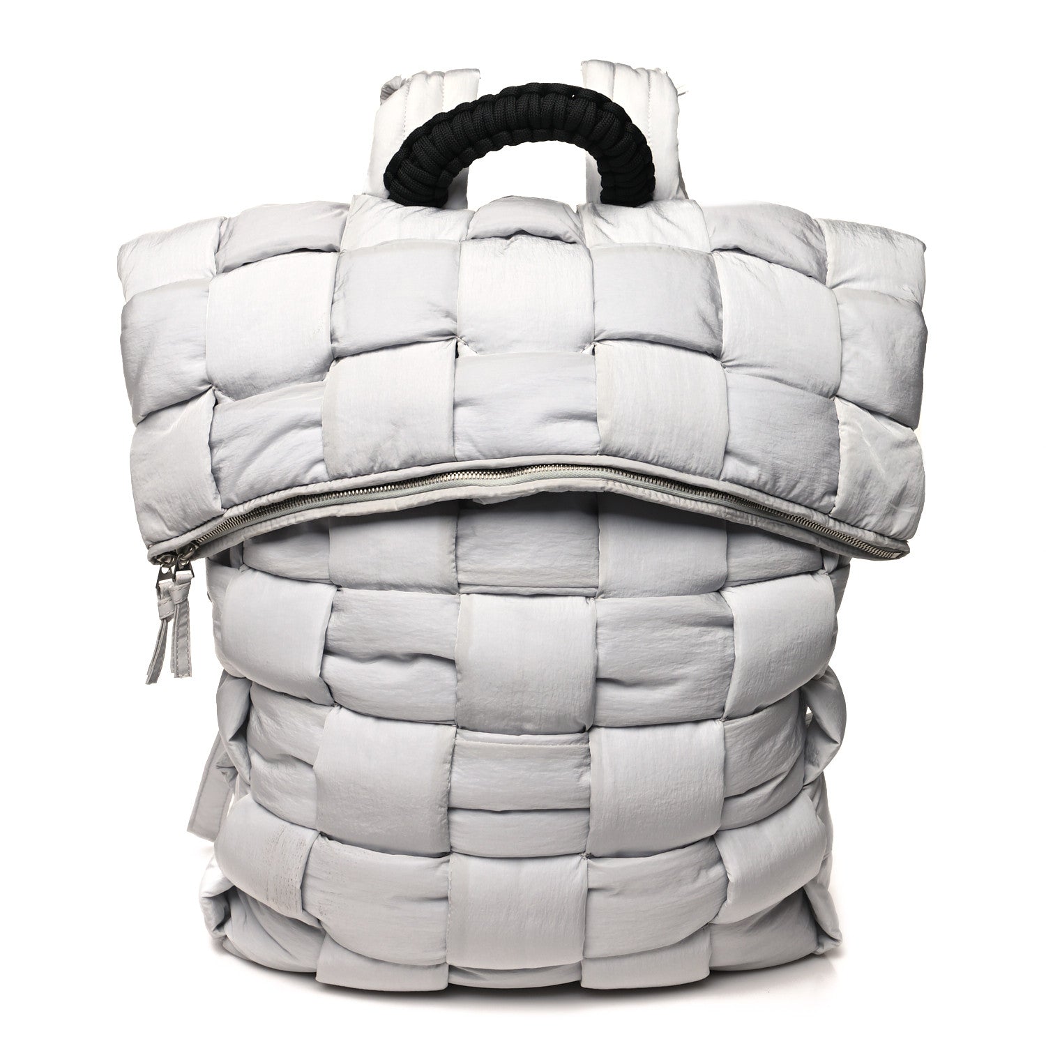 Bottega Veneta Nylon Intrecciato Padded Tech Fold Over Backpack Frost 1 of 12