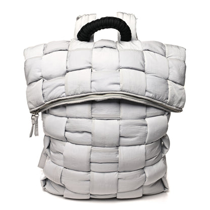Bottega Veneta Nylon Intrecciato Padded Tech Fold Over Backpack Frost 1 of 12