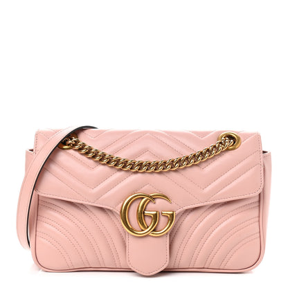 Gucci Calfskin Matelasse Small GG Marmont Shoulder Bag Perfect Pink 1 of 9