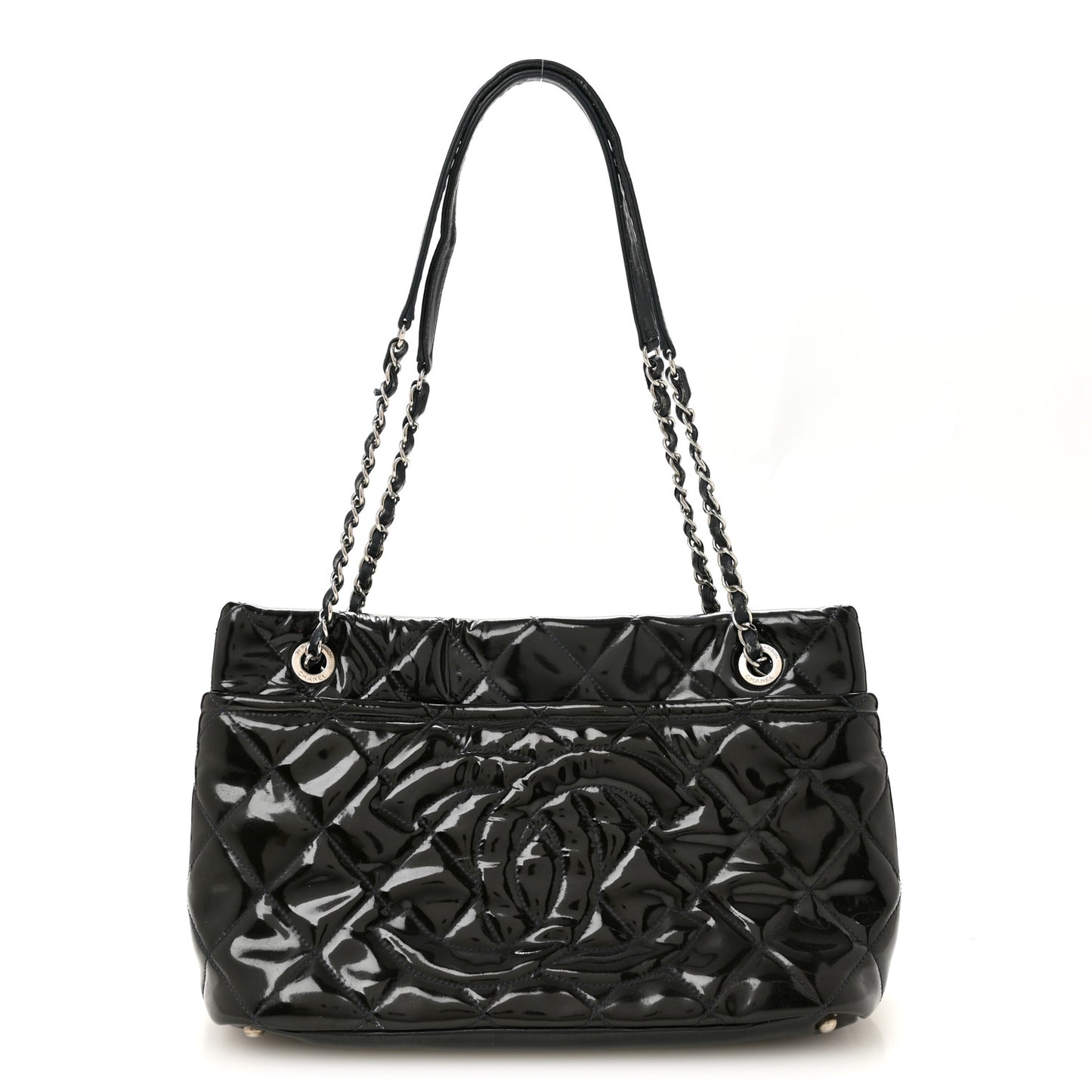 Patent Quilted Timeless CC Soft Tote Blue