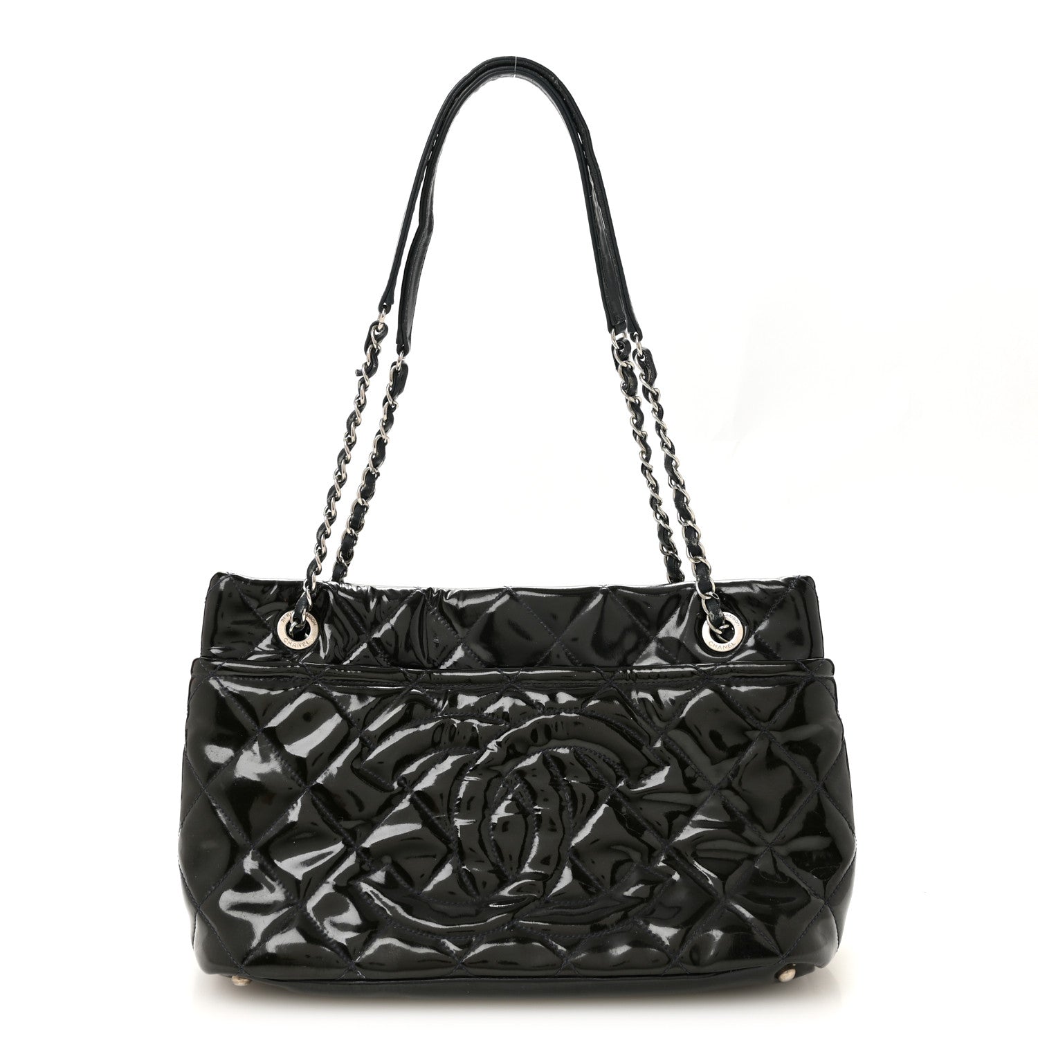 Chanel Patent Quilted Timeless CC Soft Tote Blue 3 of 14