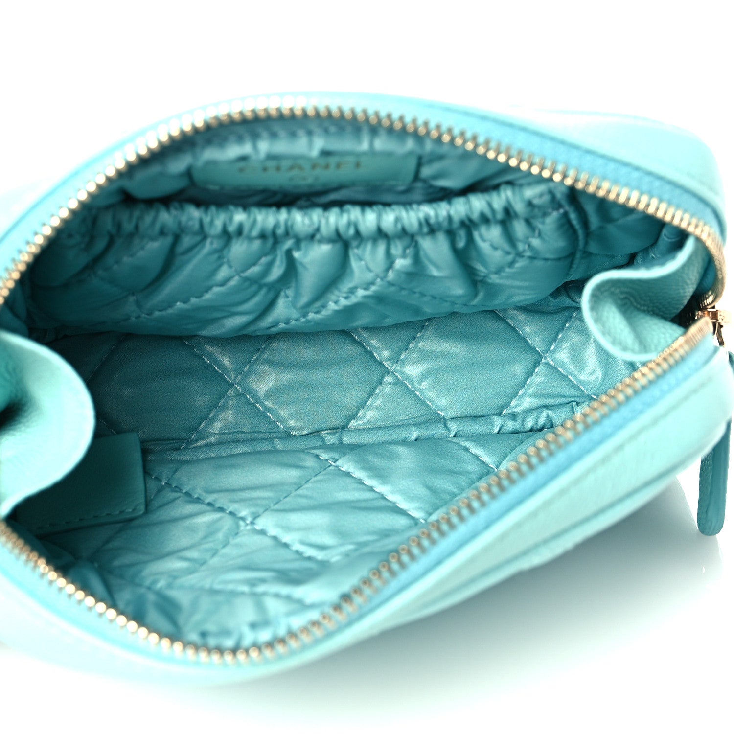 Chanel Caviar Quilted Small Curvy Pouch Cosmetic Case Light Blue 5 of 11