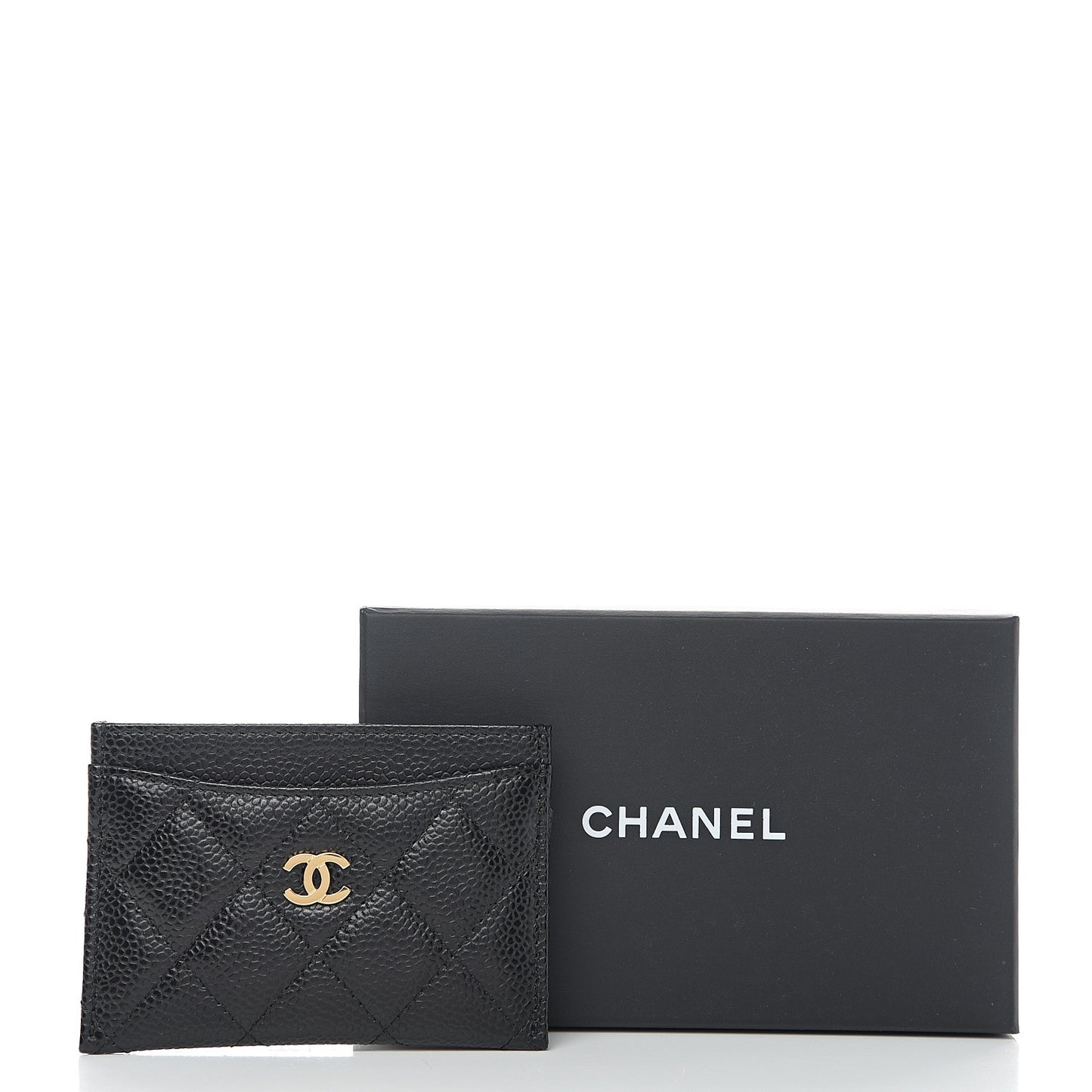 Caviar Quilted Card Holder Black