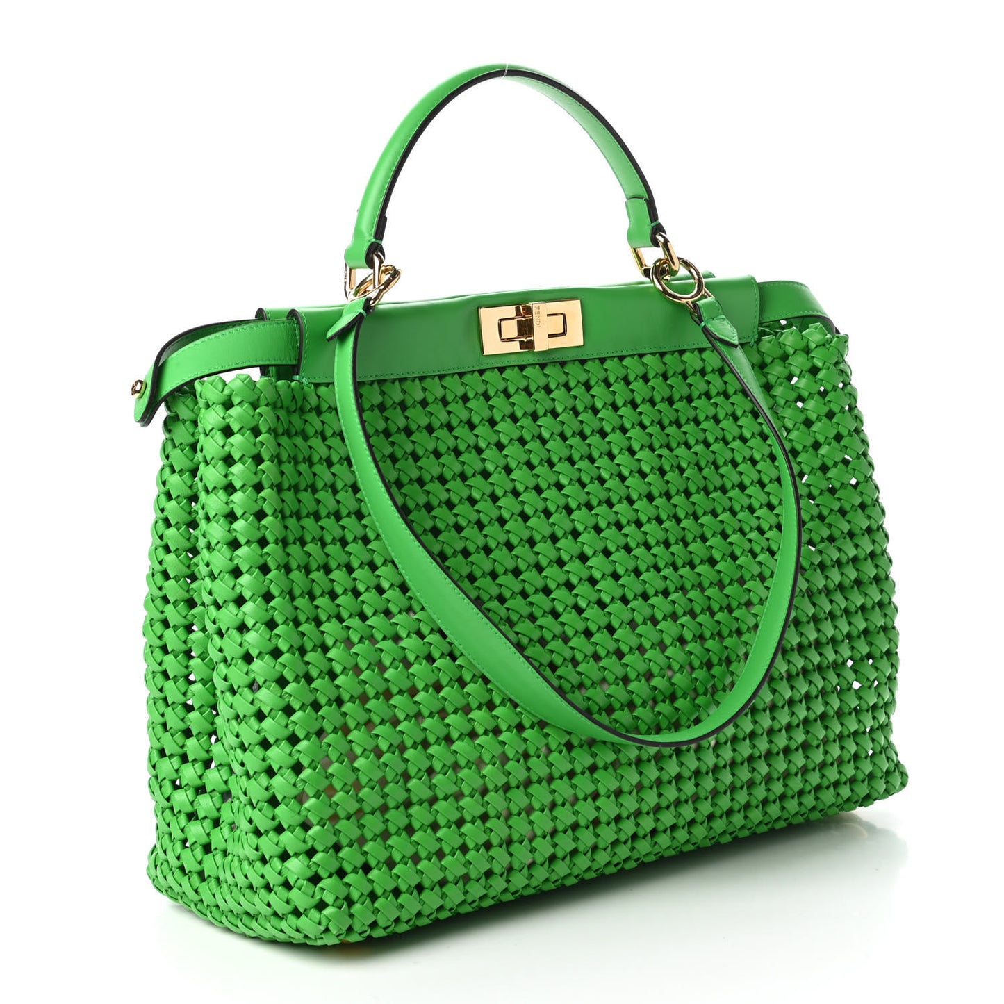 Nappa Matisse Intreccio Large Peekaboo Iconic Satchel Tomatillo