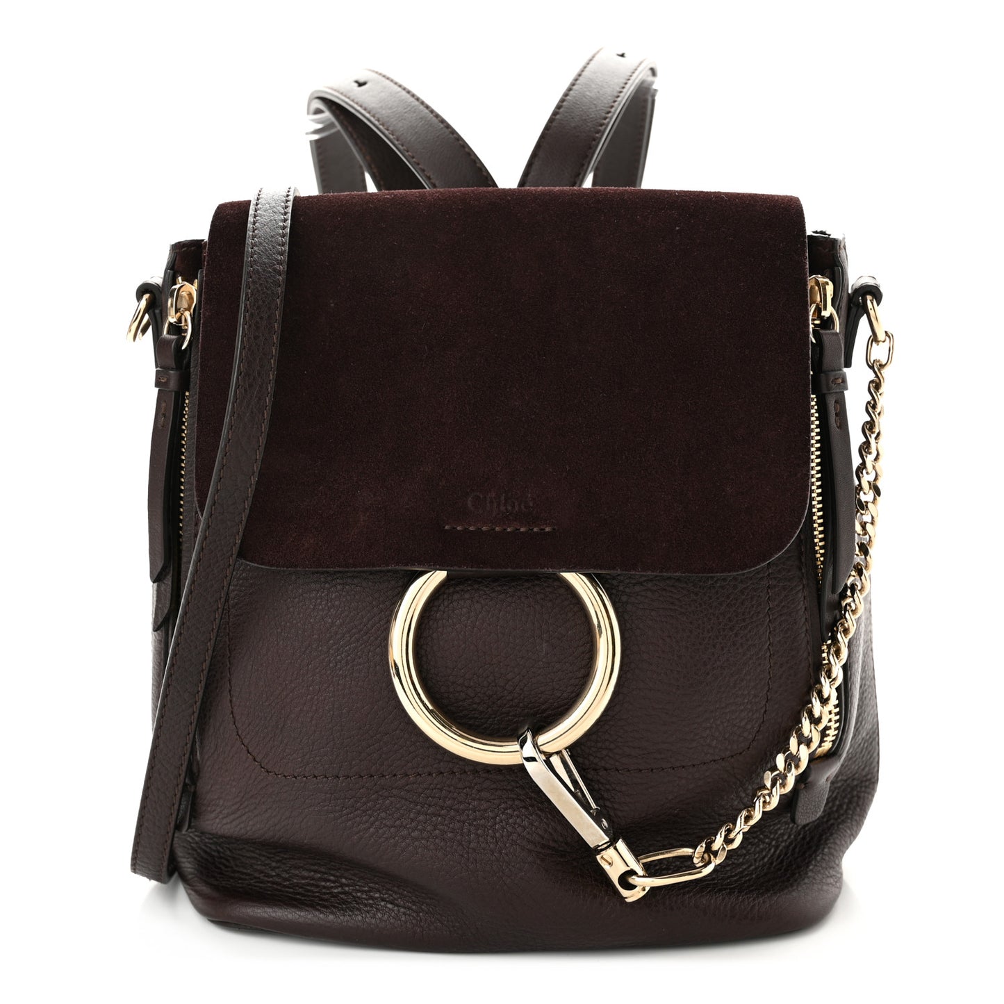 Suede Calfskin Medium Faye Backpack Dark Brown